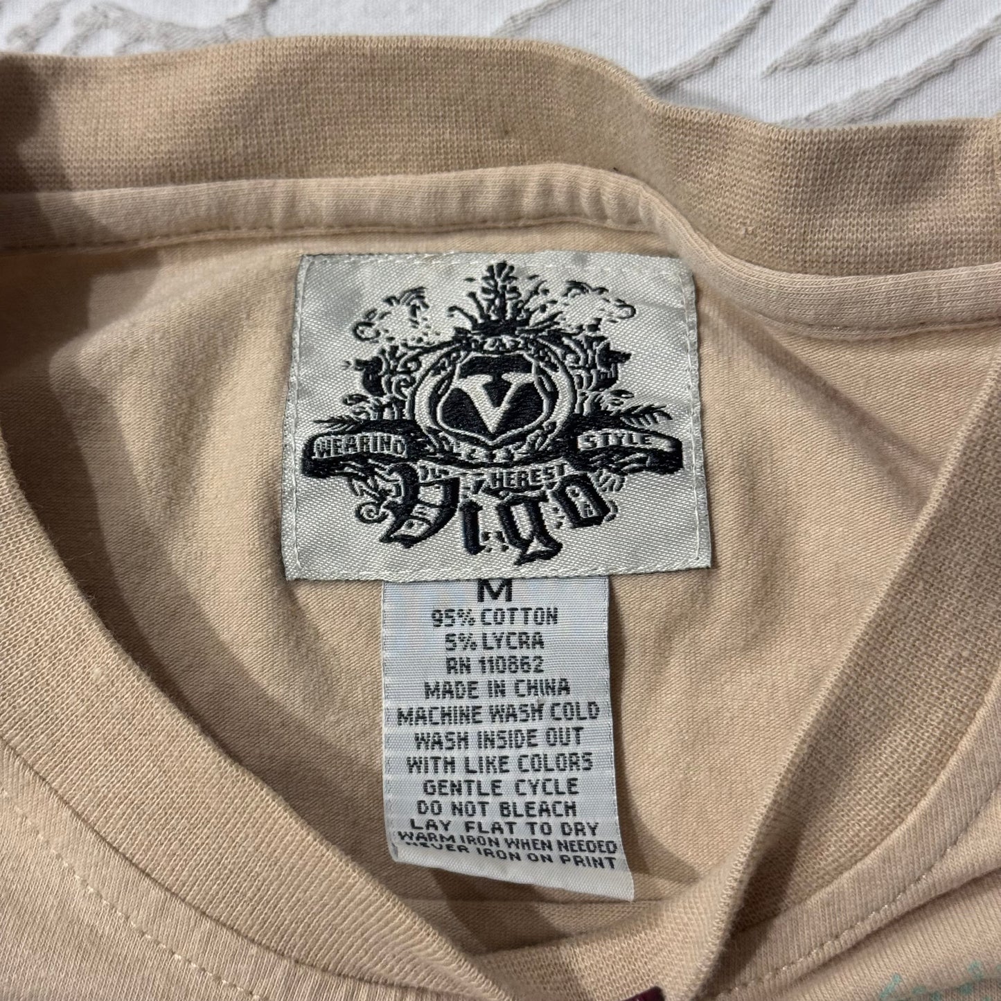 Beige ‘Vigo’ Cybery2k Rhinestone Girl Gun Angel Men’s Shirt