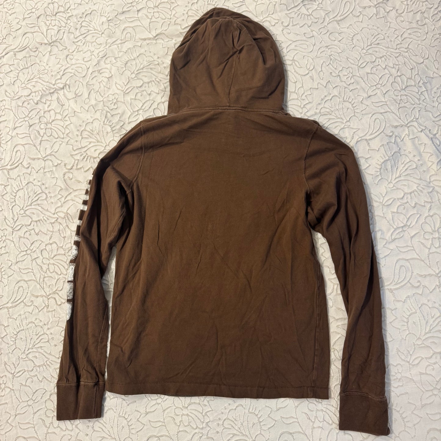 Brown ‘Hollister’ Y2K Men’s Surfing Graphic Hoodie Shirt