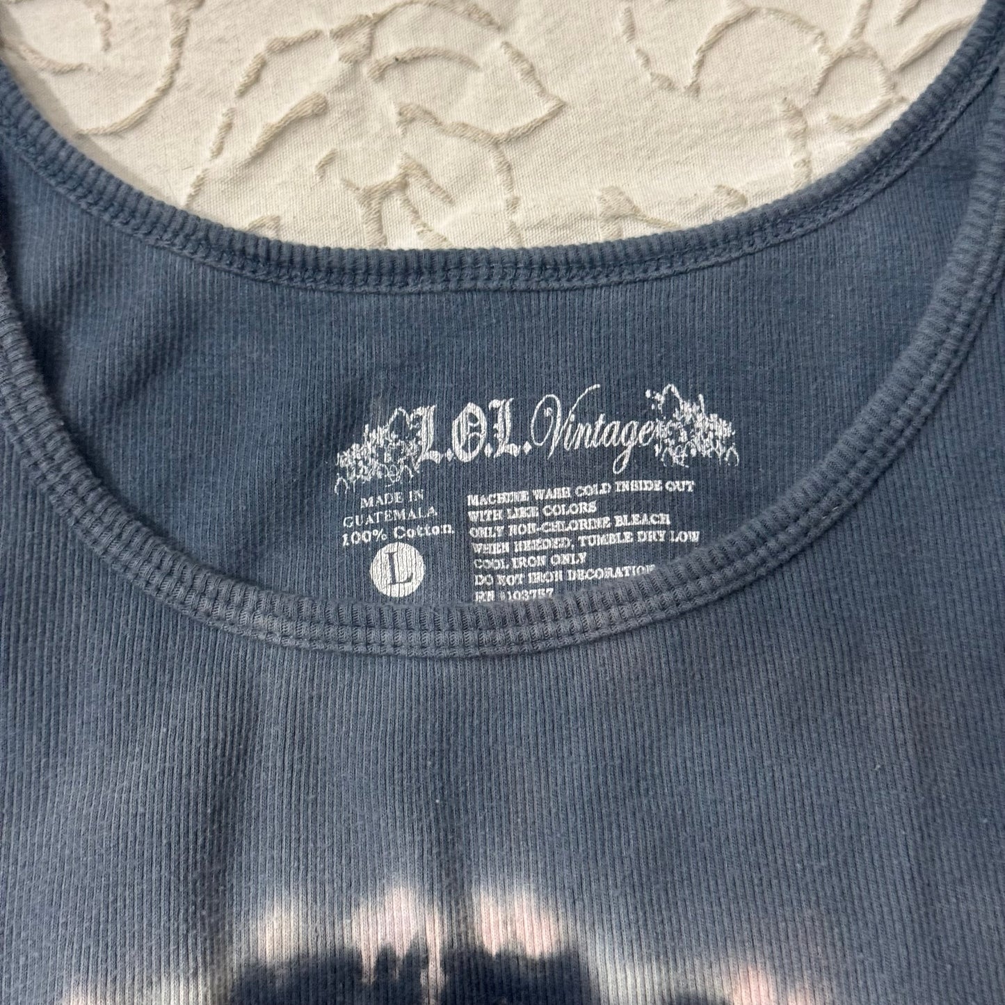Blue ‘LOL Vintage’ Tie-Dye Peace Sign Tank Top