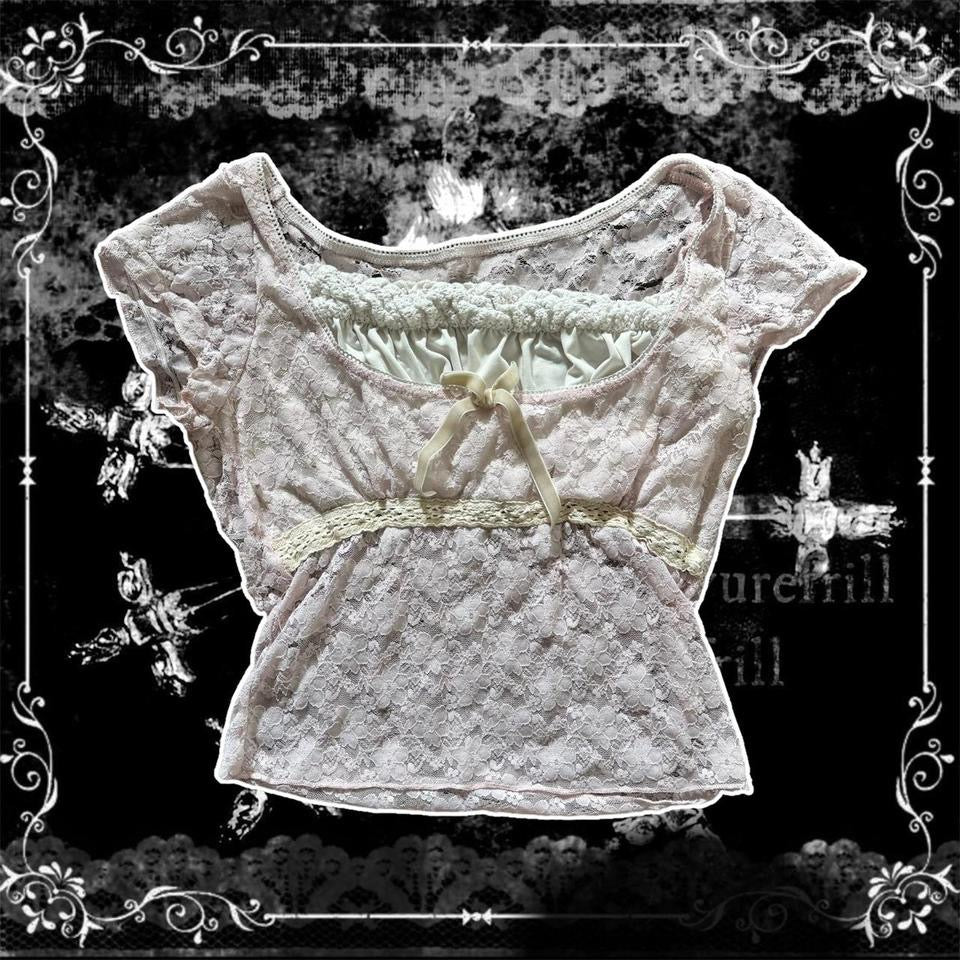 Light Pink Babydoll Milkmaid Lace Top