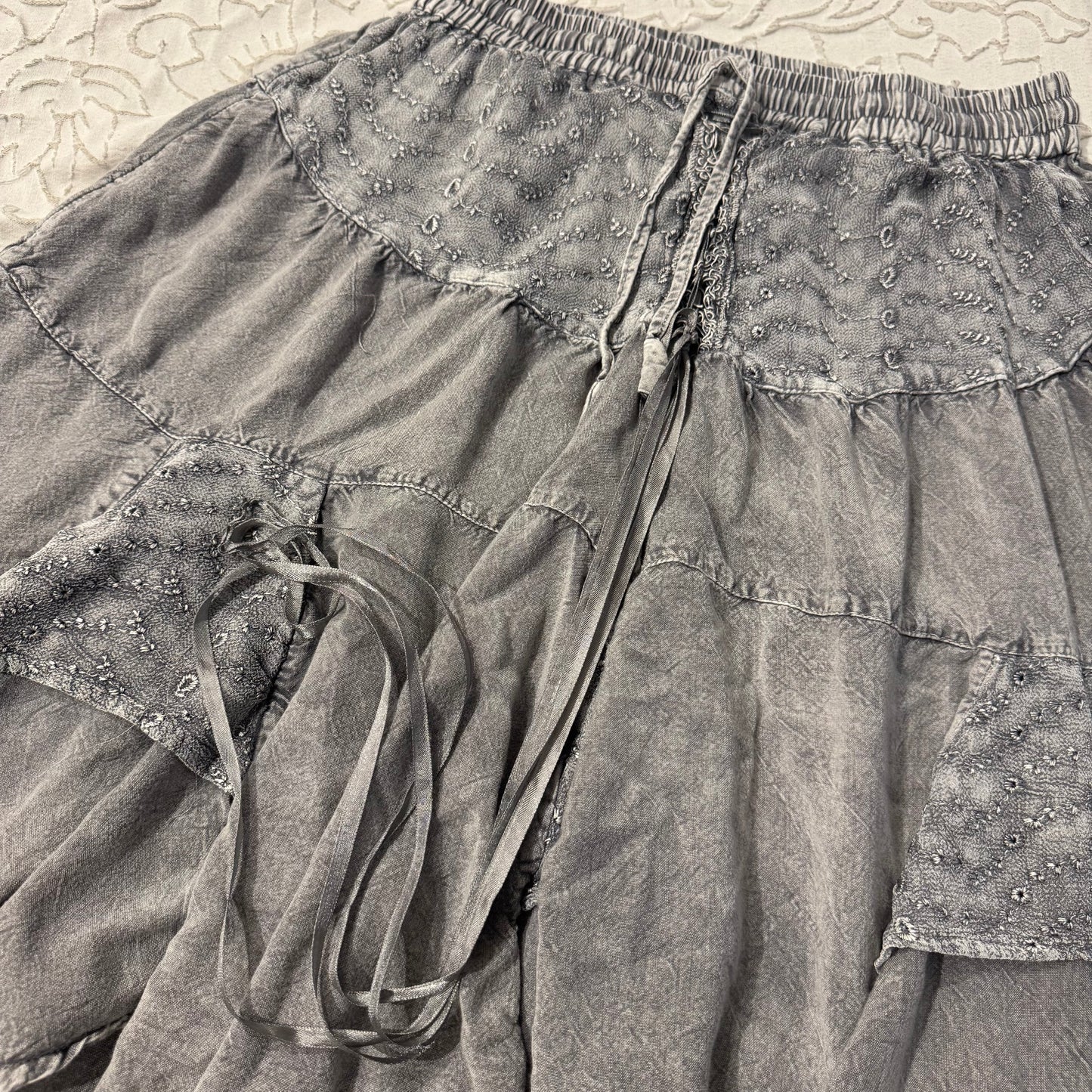 Grey ‘Flower’ Steampunk Fairy Asymmetrical Skirt
