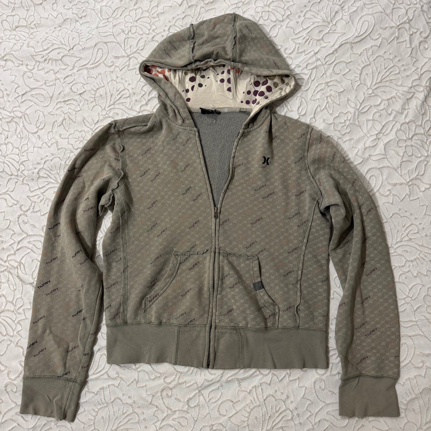 Olive Green ‘Hurley’ Y2K Zip Up Hoodie