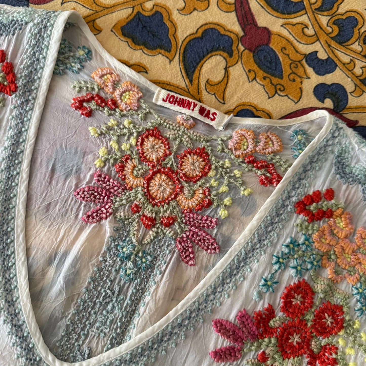johnny was embroidered boho tunic mini dress