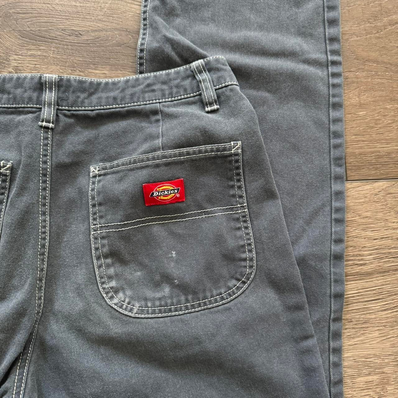 blue dickies work denim high rise straight pants