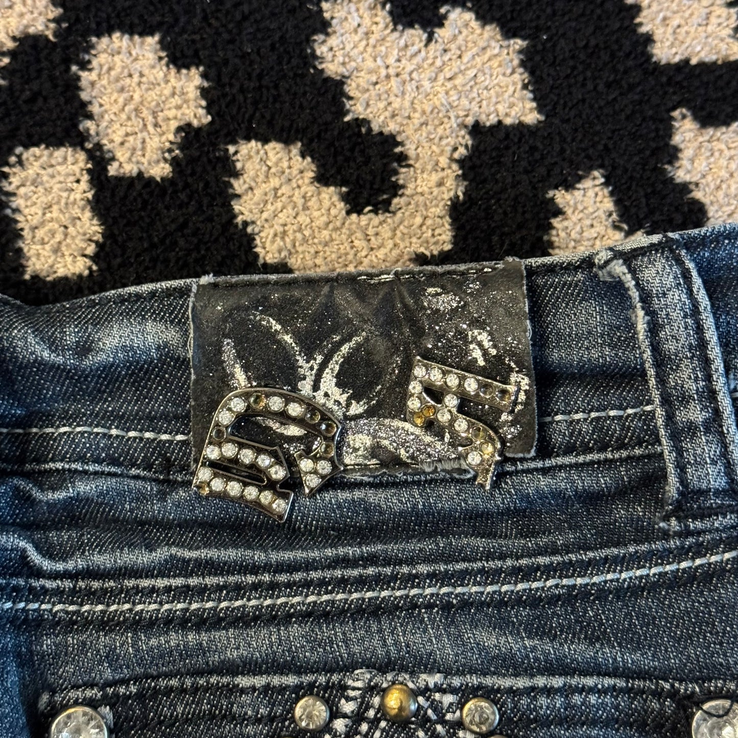 denim blue cybery2k mcbling rhinestone grace in la low rise bootcut jeans (9)