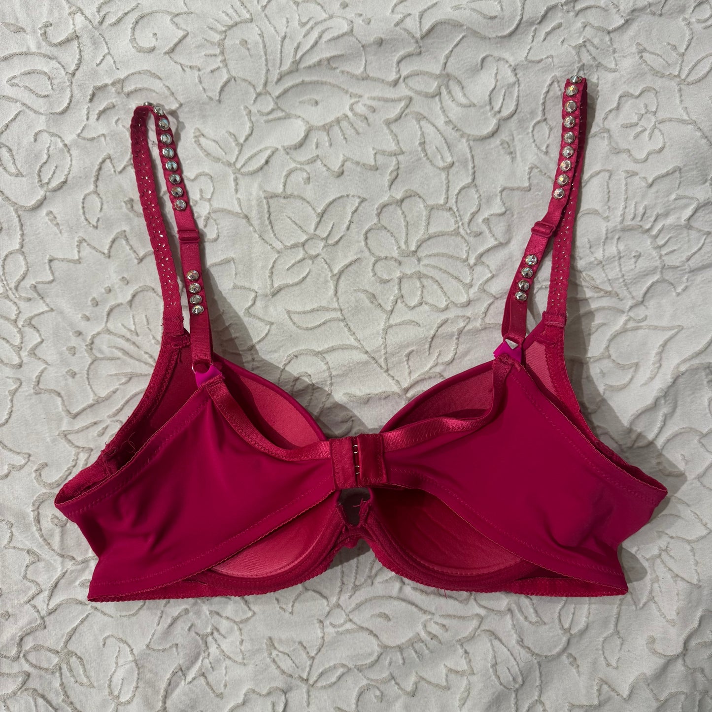 Hot Pink ‘I Love Your Style’ Rhinestone Mcbling Bra