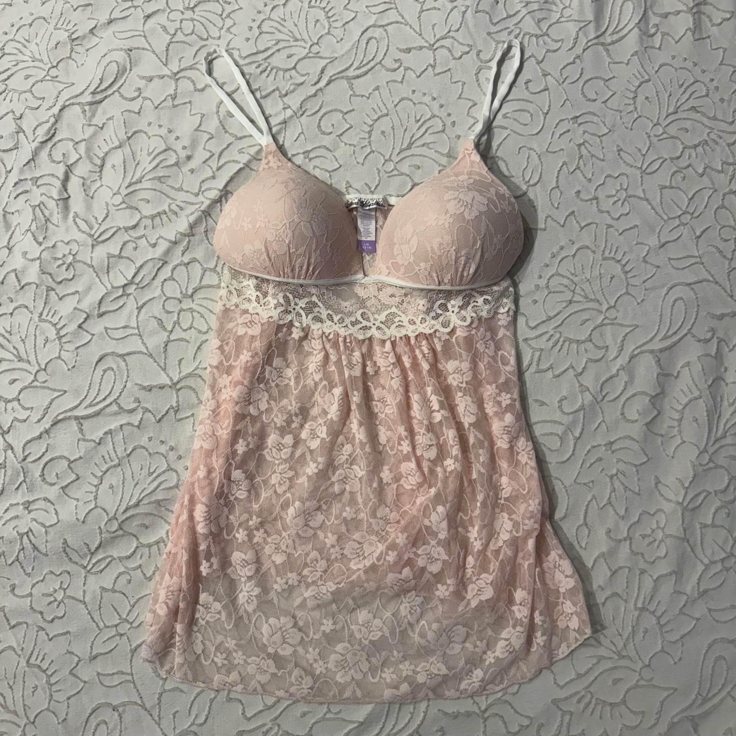Light Pink ‘Linea Donatella’ Lace Babydoll Lingerie Top