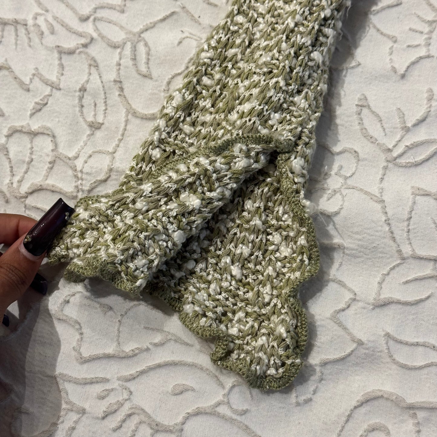 Green ‘Solyne’ Paris Lace Trim Knitted Bolero Cardigan
