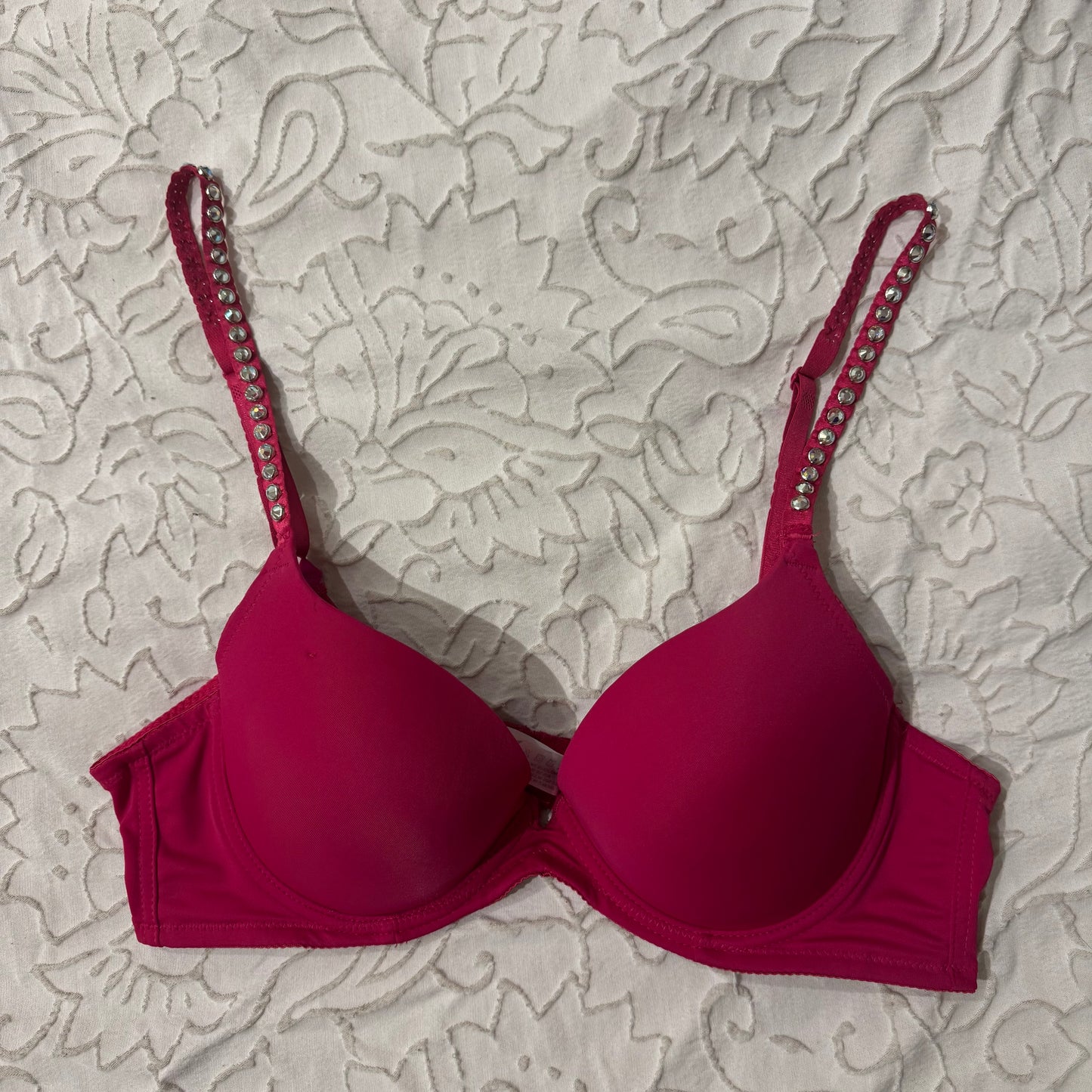 Hot Pink ‘I Love Your Style’ Rhinestone Mcbling Bra