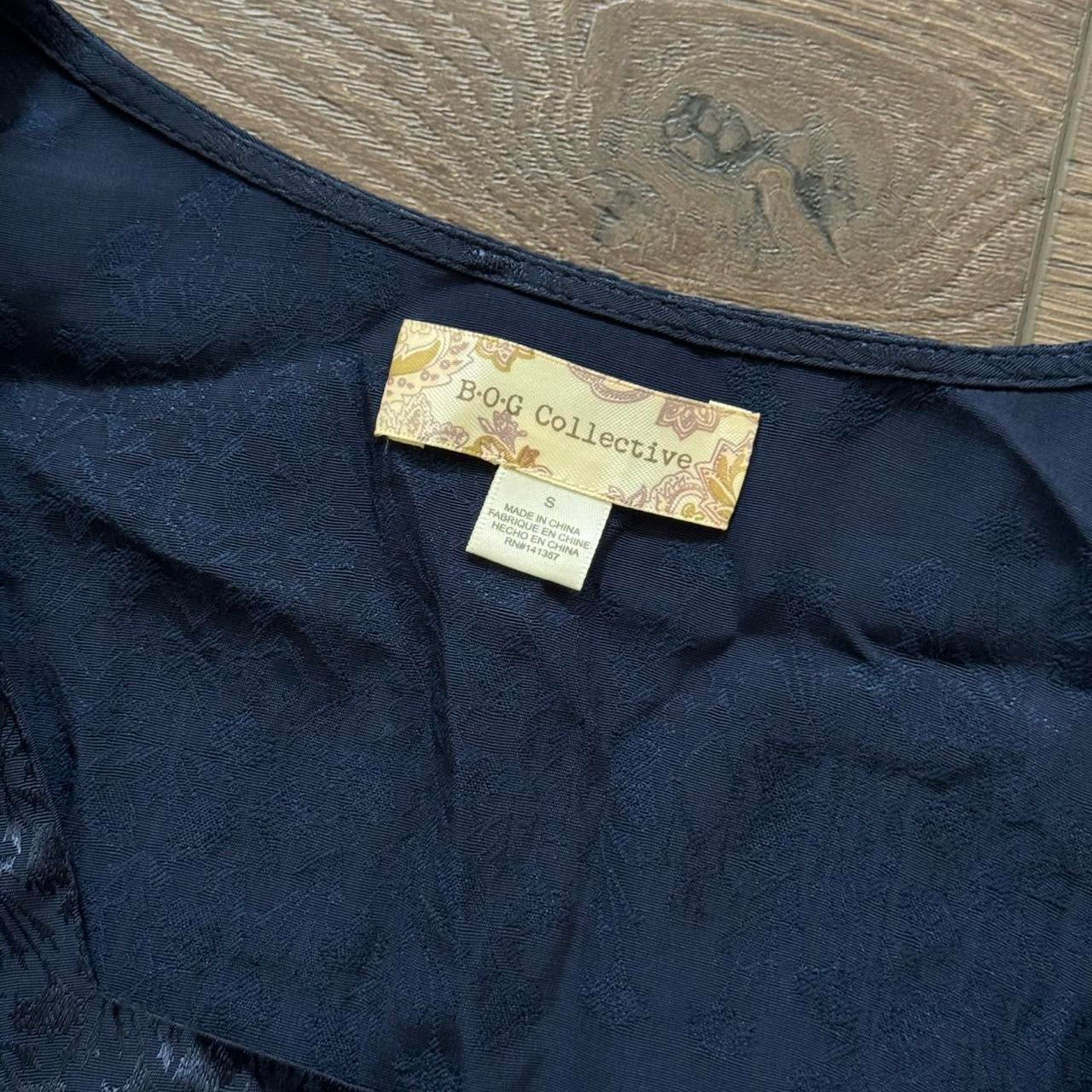 navy blue floral whimsyfairy tie back blouse