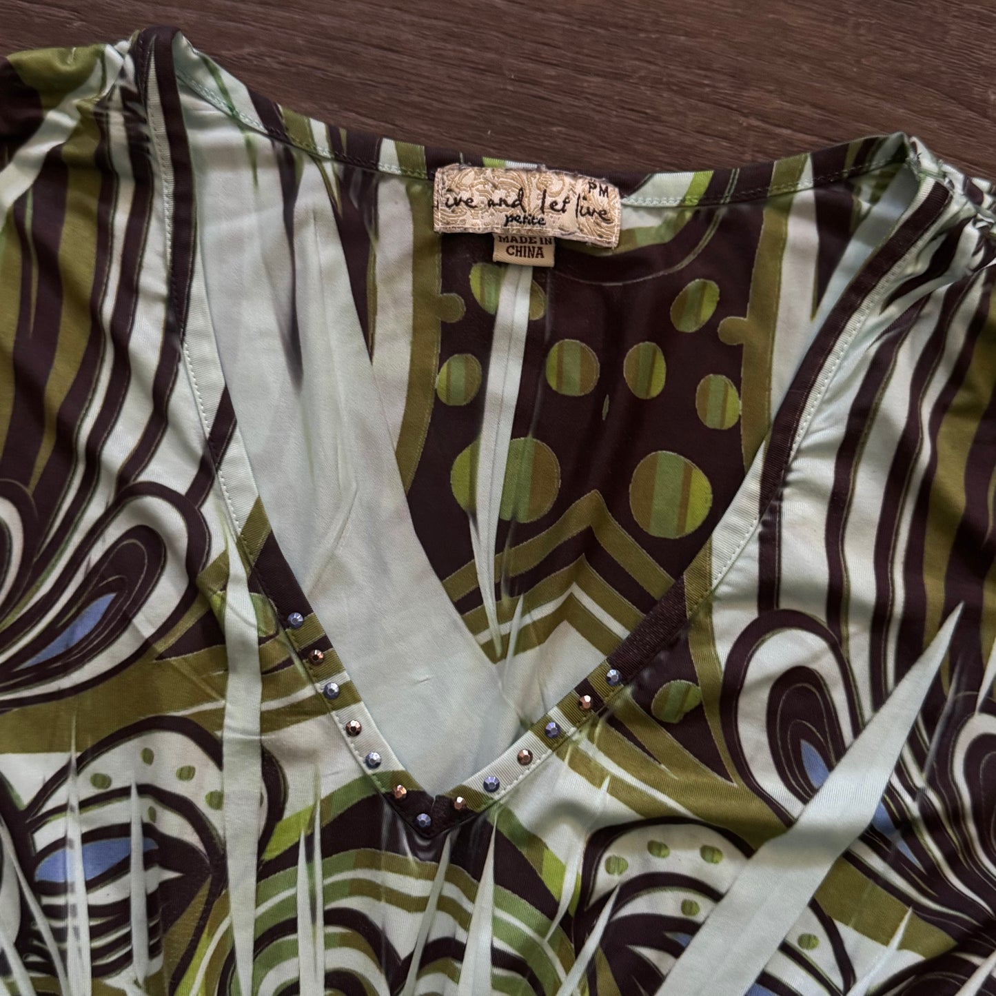 green whismy y2k v neck rhinestone trim blouse