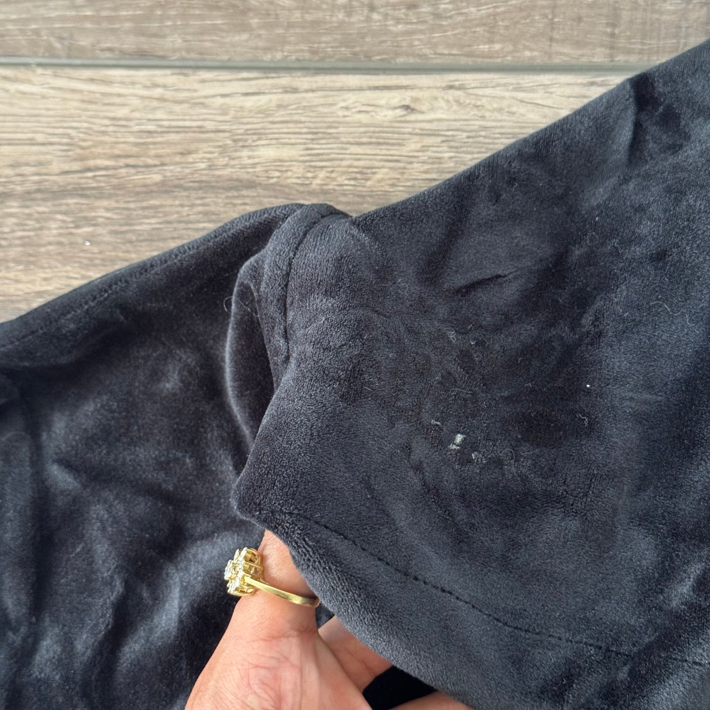 black juicy couture rhinestone zip up velvet jacket (M)