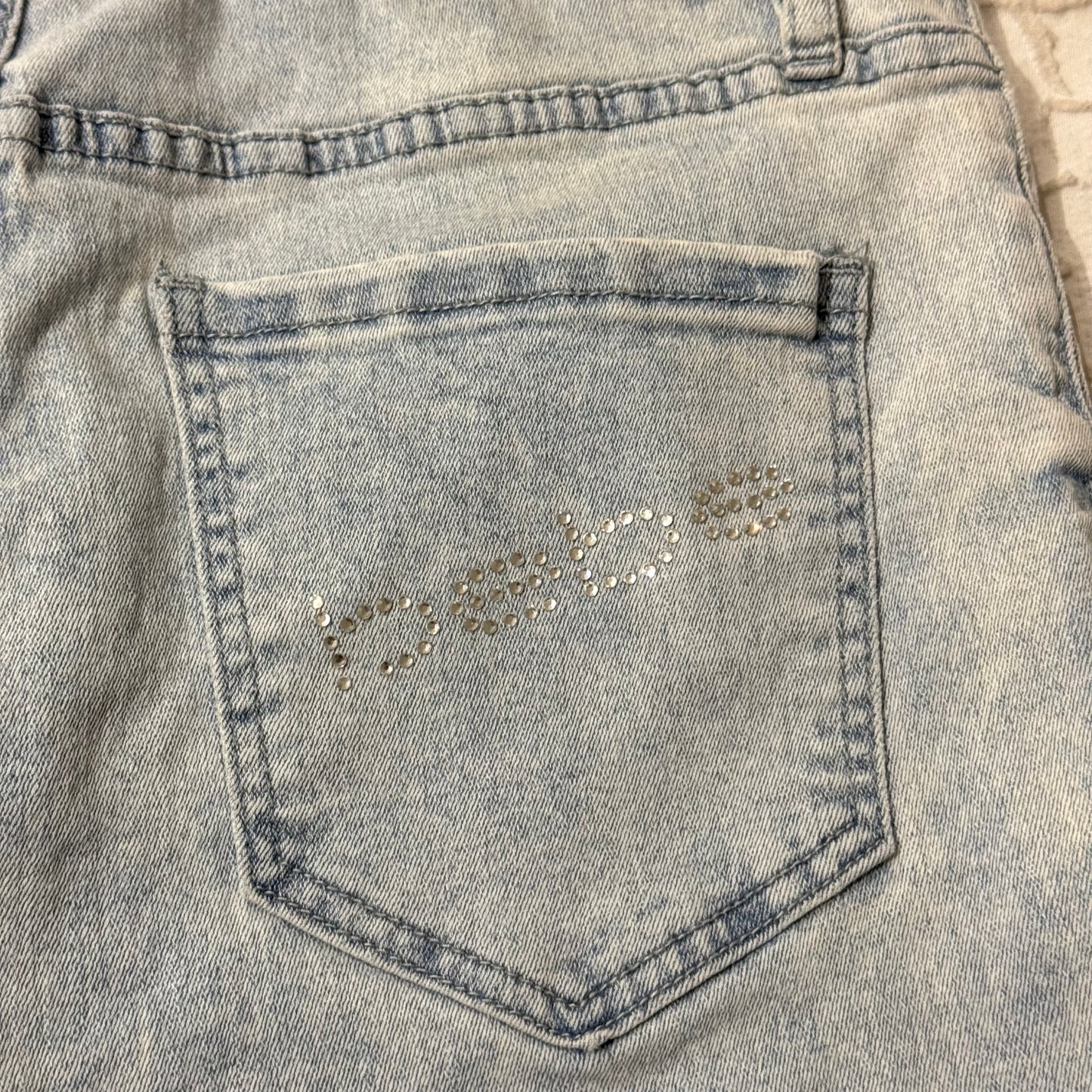 Light Washed ‘Bebe’ Rhinestone High Waisted Skinny Jeans