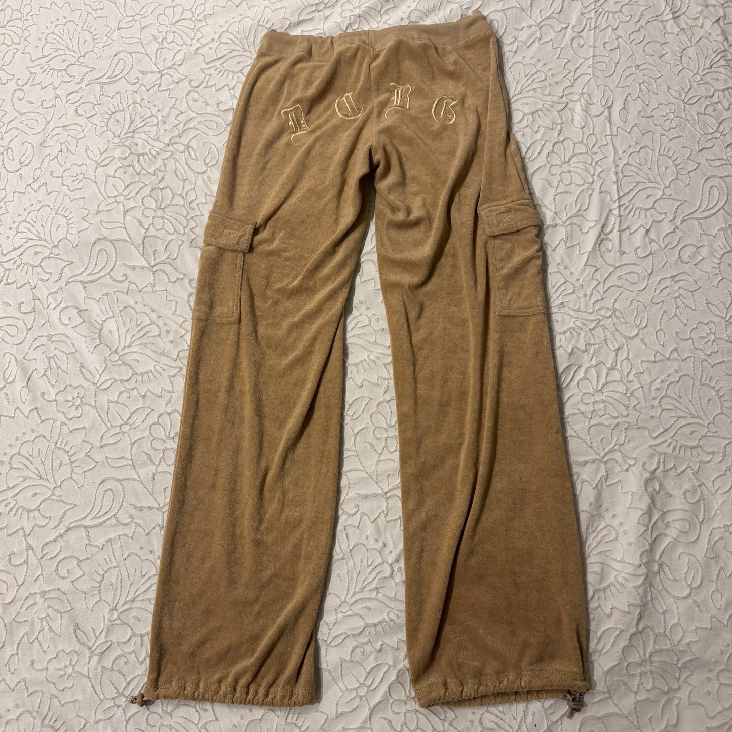 Light Brown ‘BCBGMAXAZRIA’ Y2K Embroidered Flared Sweatpants