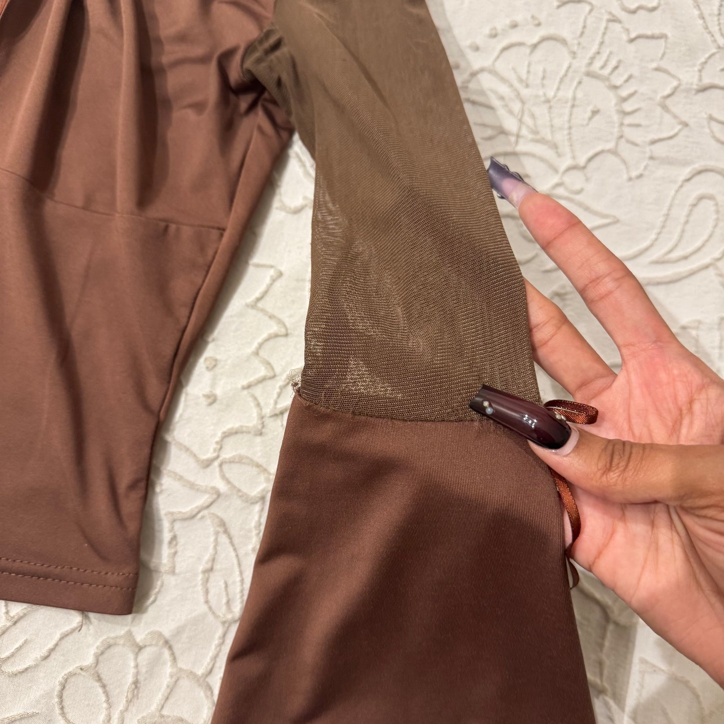 Brown Bell Sleeve Fairy Crop Top