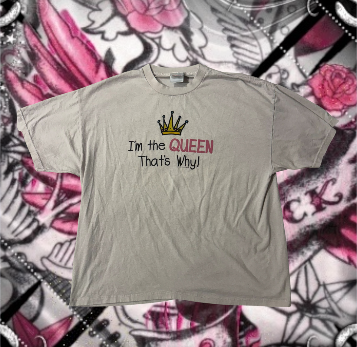White Y2K Slogan Queen Graphic Shirt