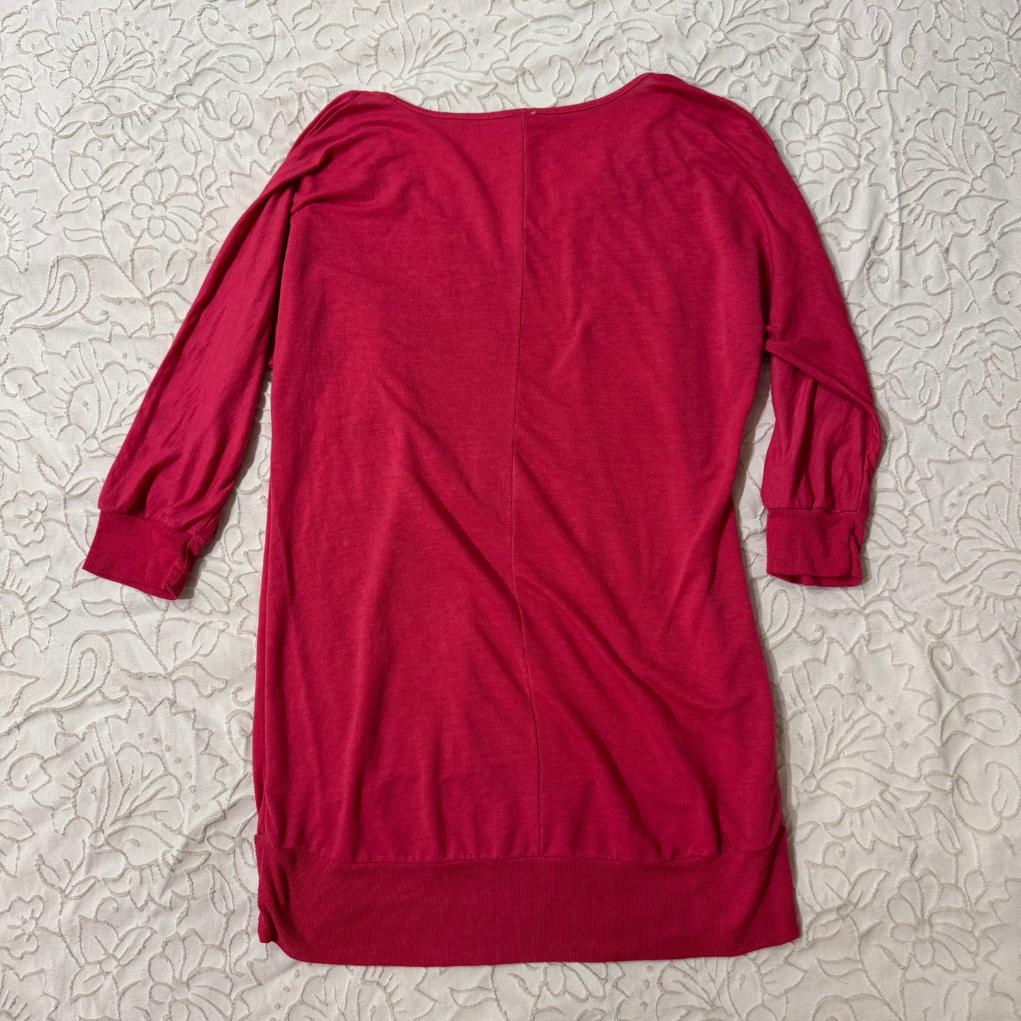 Hot Pink ‘No Boundaries’ Skull V Neck Half Sleeves Top