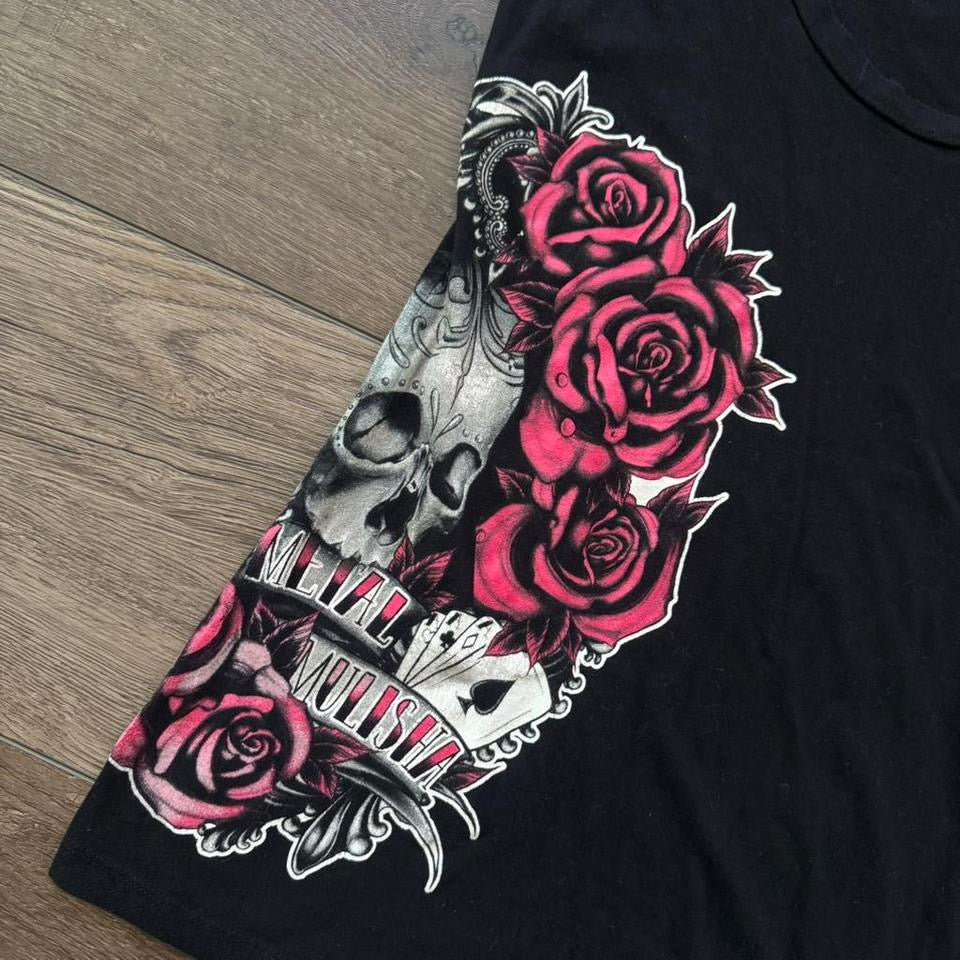 black metal mullisha skull rose graphic shirt