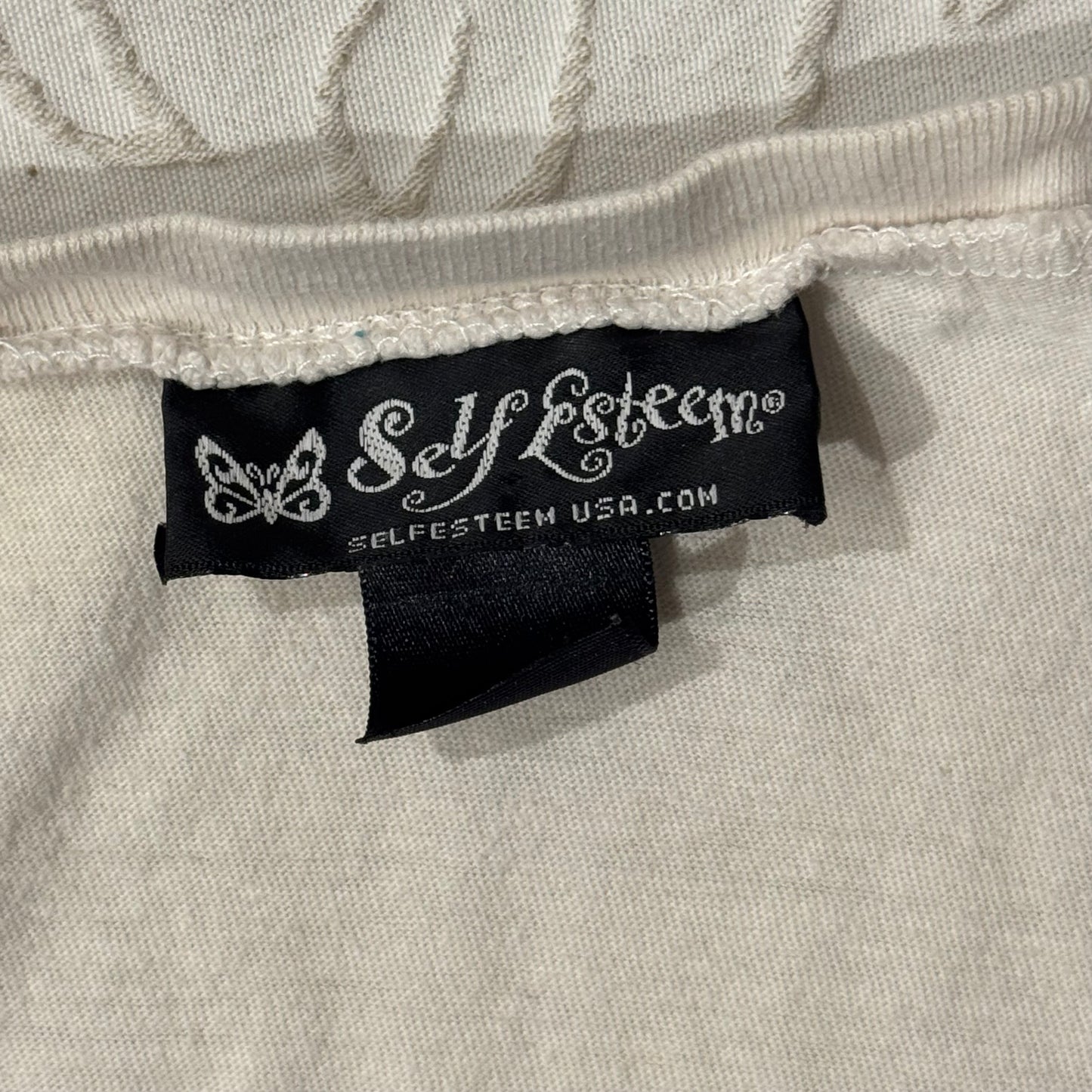 White ‘Self Esteem’ CyberY2K Cross Graphic Shirt