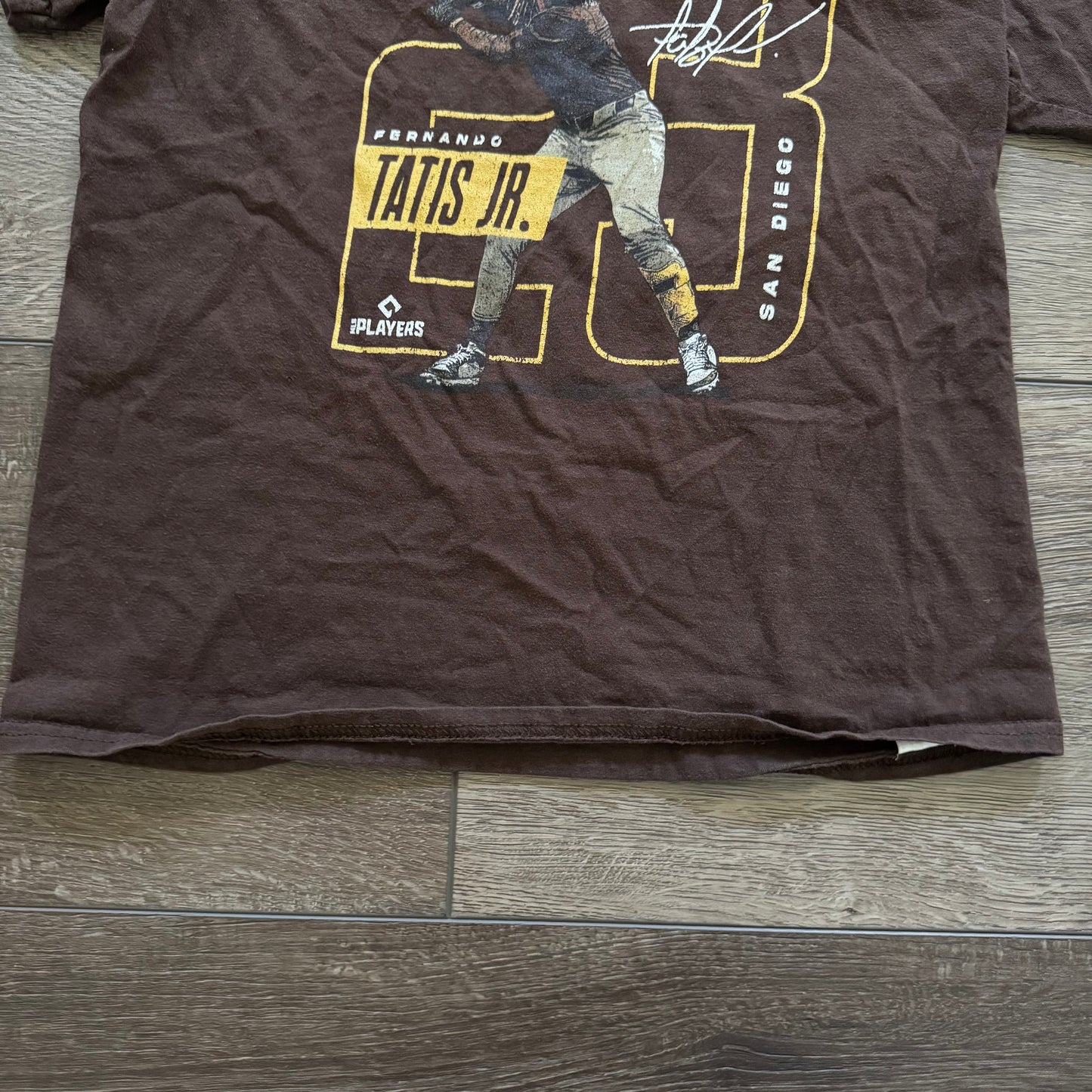 brown & yellow tatis jr. san diego padres baseball baby tee