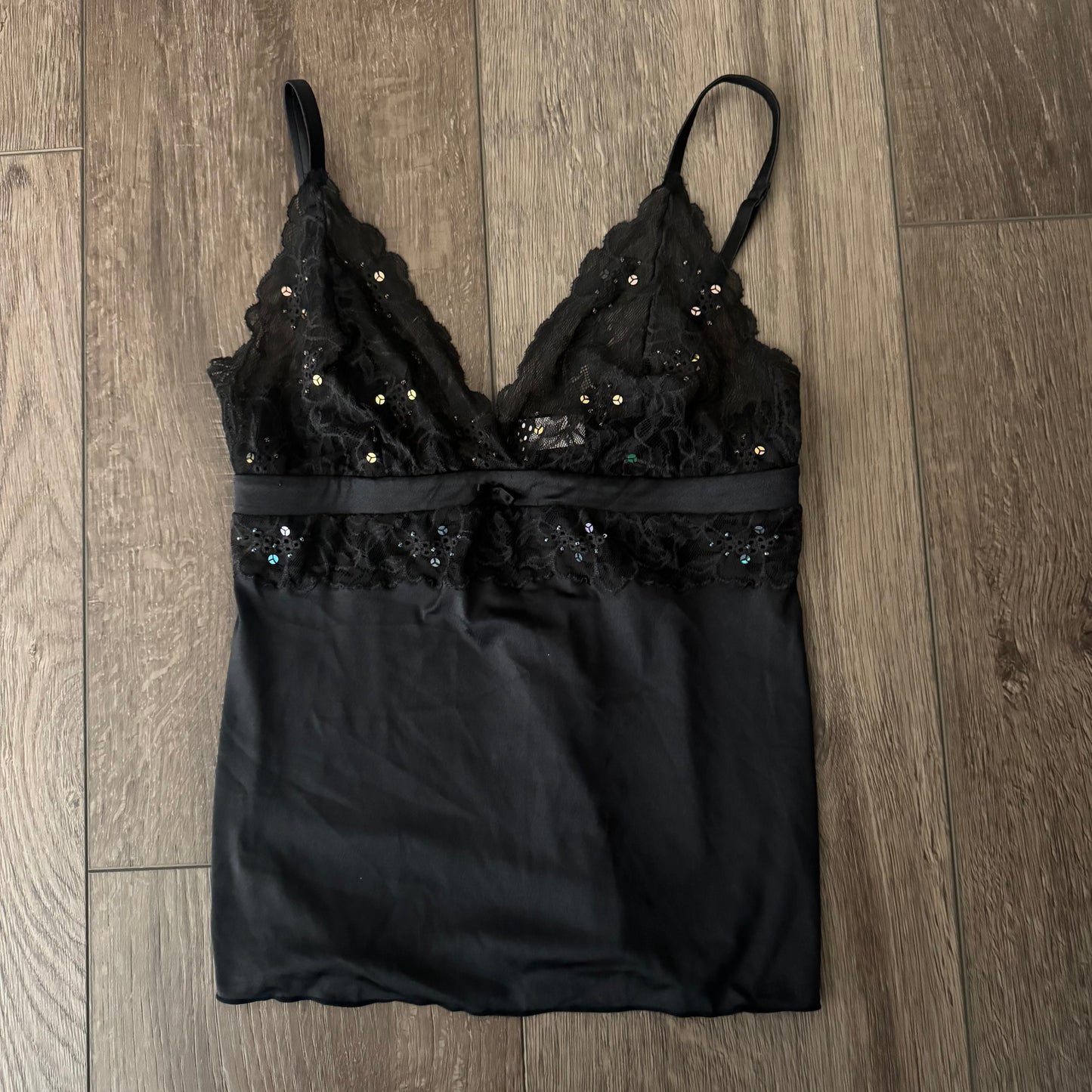 Black ‘Victoria’s Secret Angel’ Sequin Bow Babydoll Lingerie Tank Top