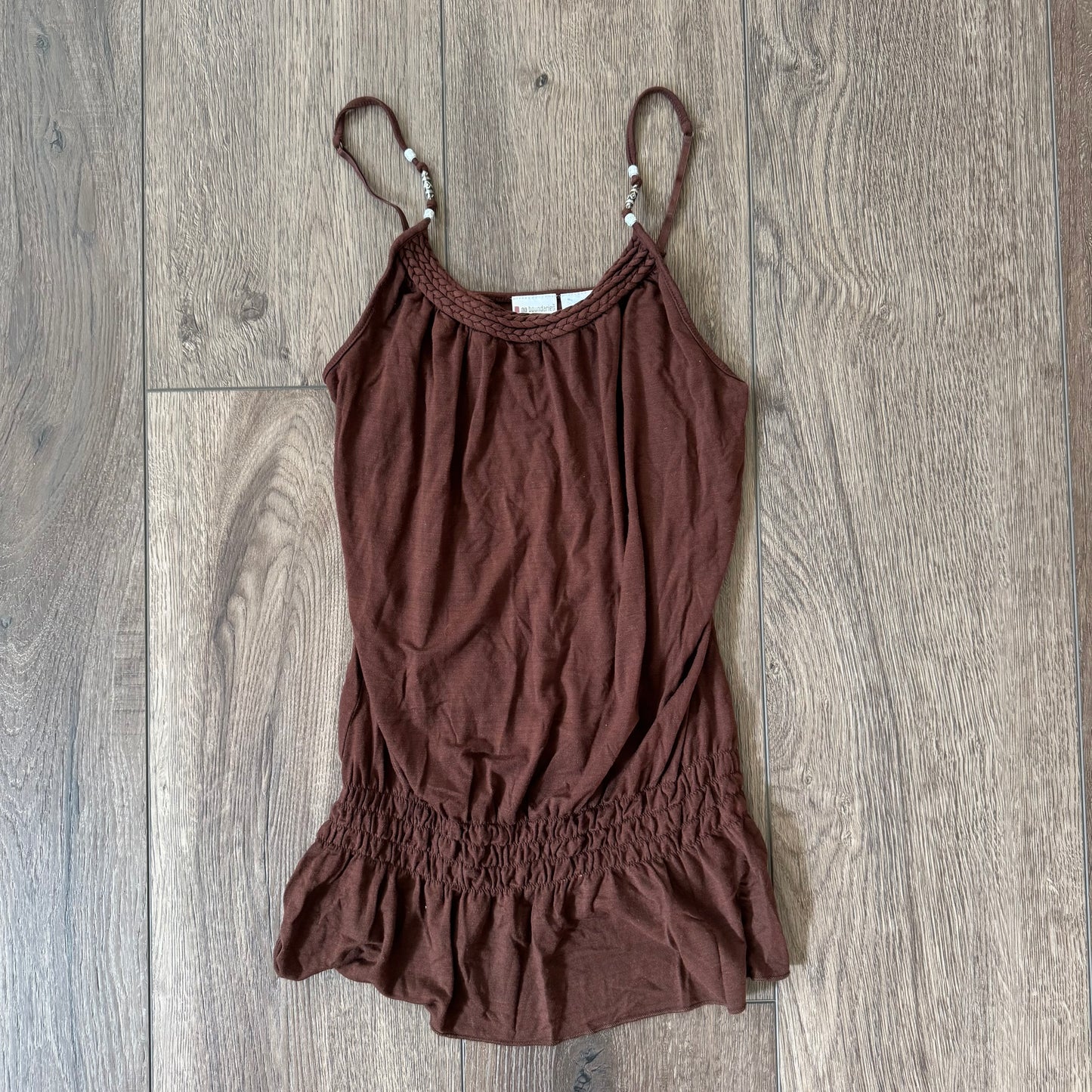 Brown ‘No Boundaries’ Y2K Beaded Boho Top