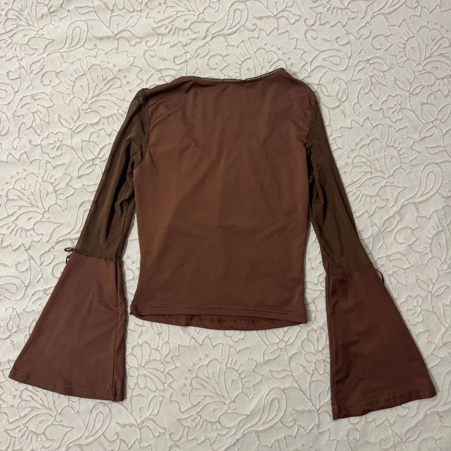 Brown Bell Sleeve Fairy Crop Top