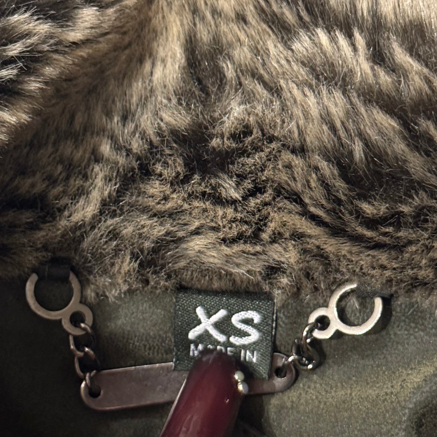 Army Green ‘Jou Jou’ Faux Fur Leather Moto Jacket