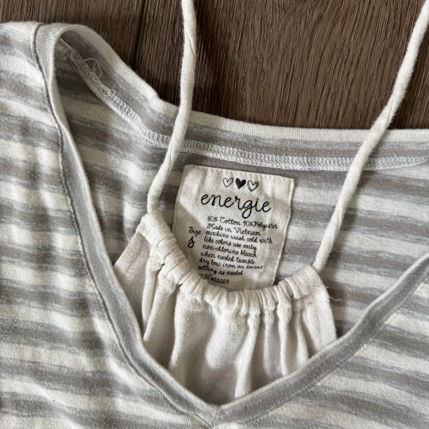 grey & white y2k stripped halter lace trim double layered top (S)