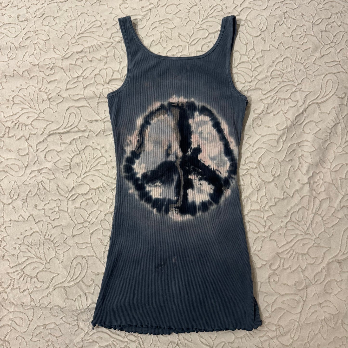 Blue ‘LOL Vintage’ Tie-Dye Peace Sign Tank Top