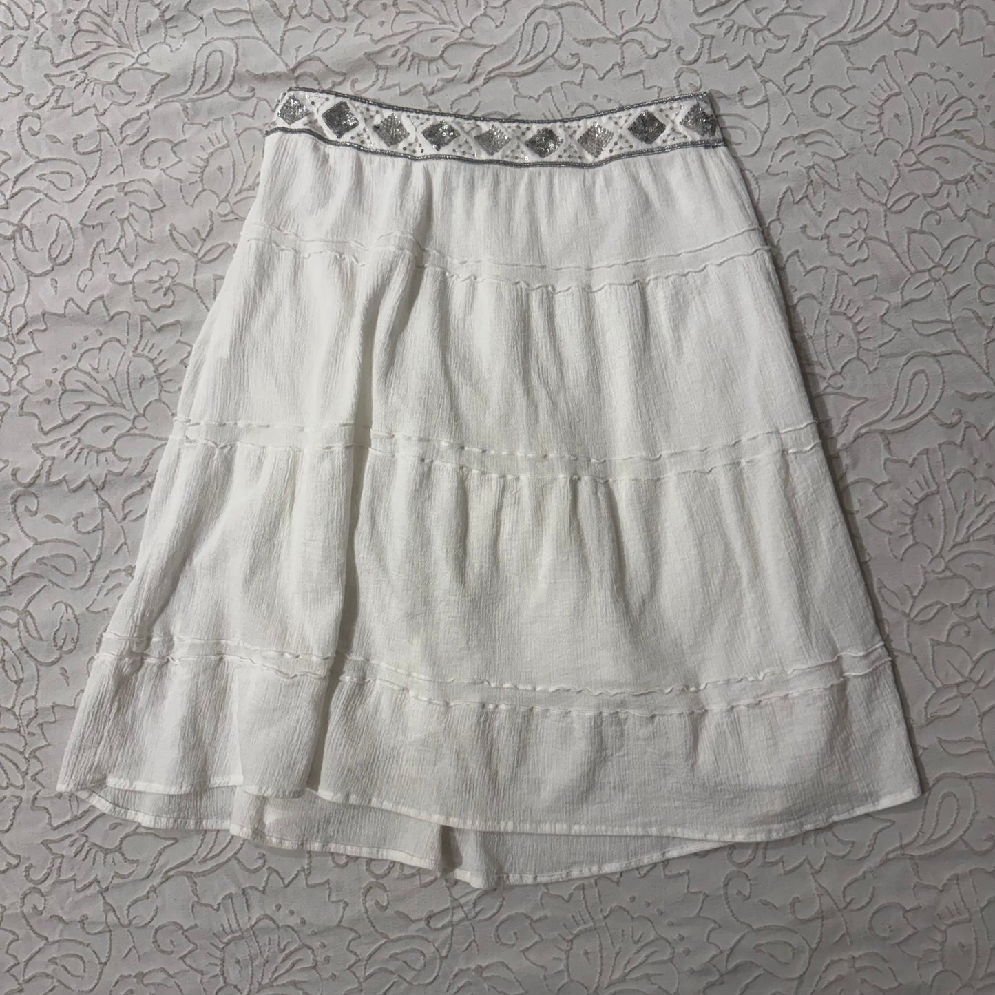 White ‘Allen B’ Boho Sequin Fairy Skirt