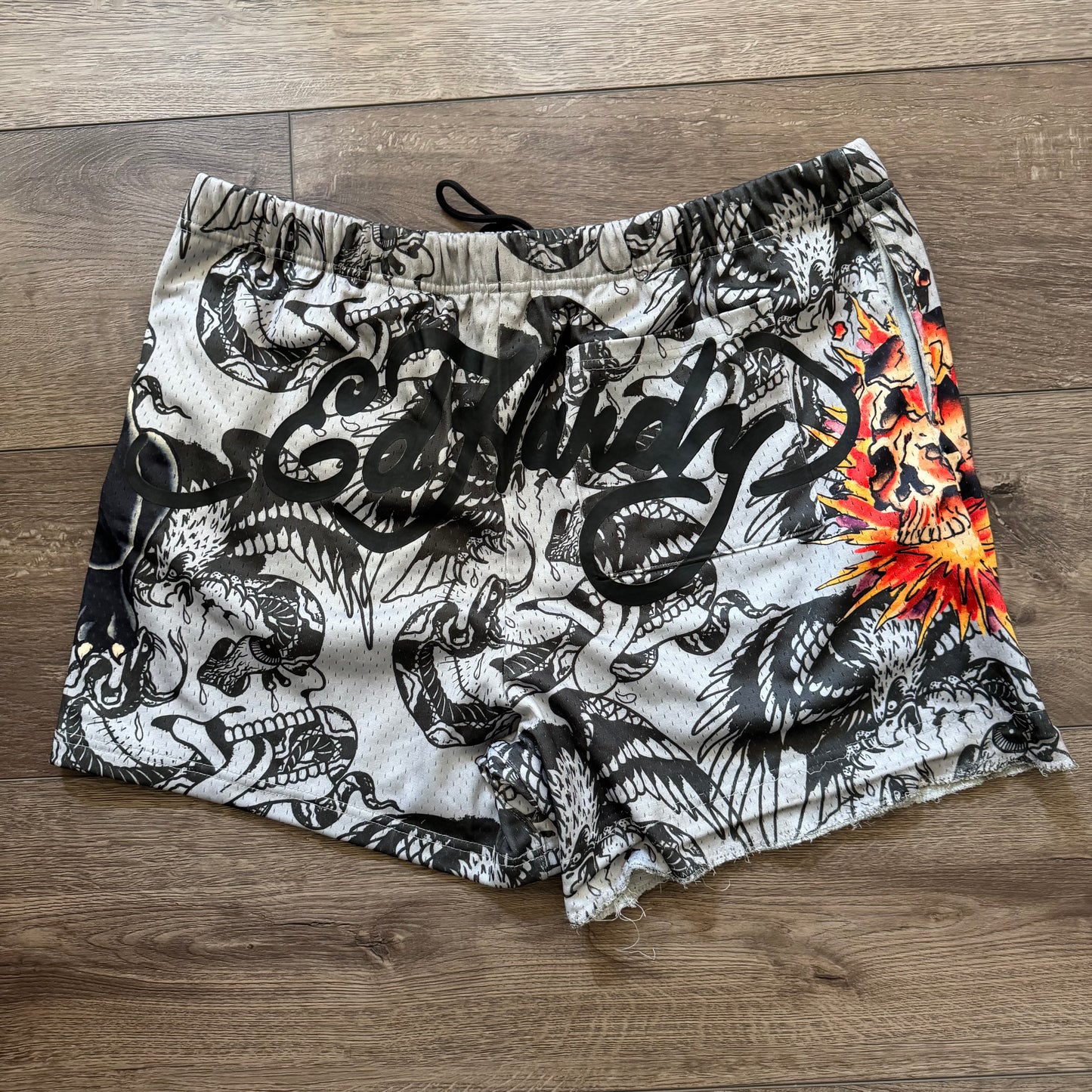 Grey ‘Ed Hardy’ Graphic Men’s Shorts
