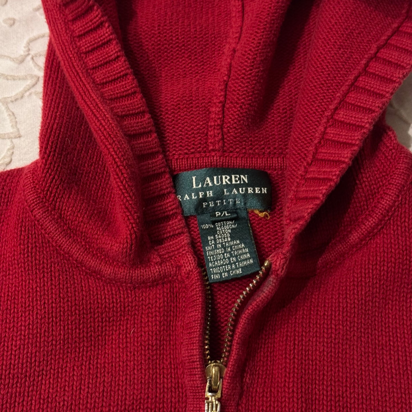 Red ‘Lauren Ralph Lauren’ Knitted Zip Up Hoodie