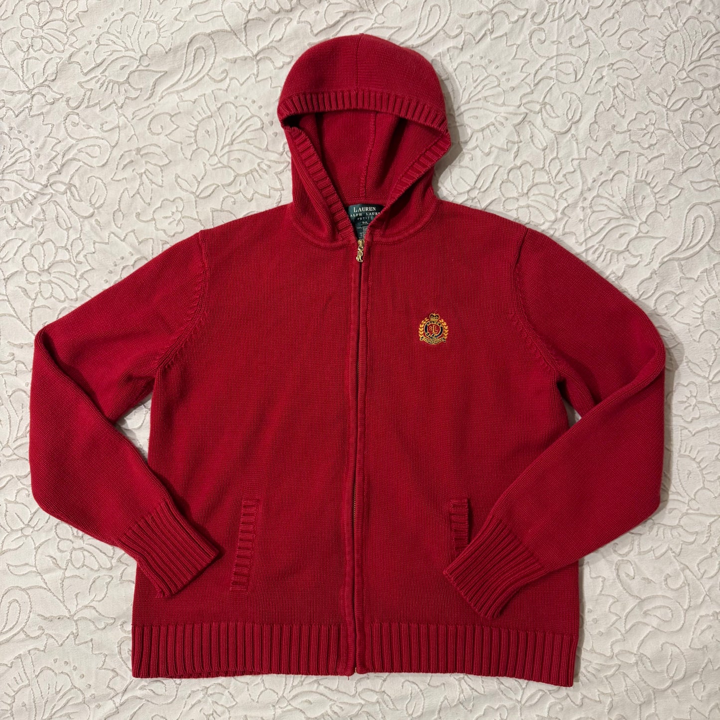 Red ‘Lauren Ralph Lauren’ Knitted Zip Up Hoodie