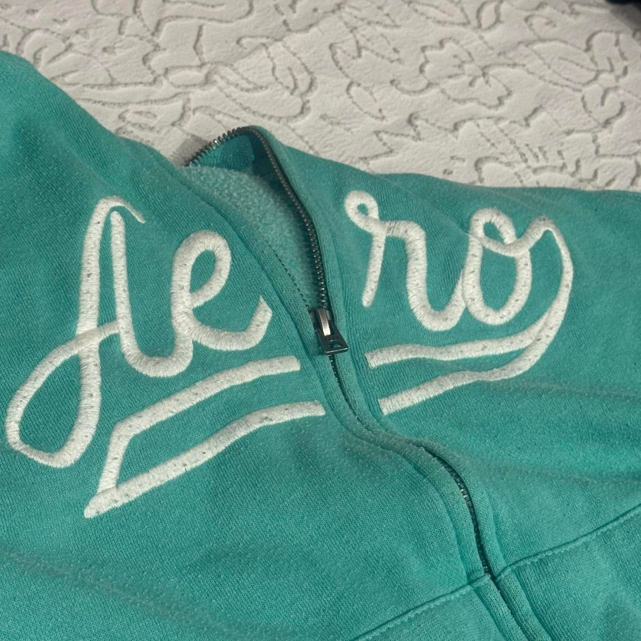 teal green y2k aeropostale zip up hoodie
