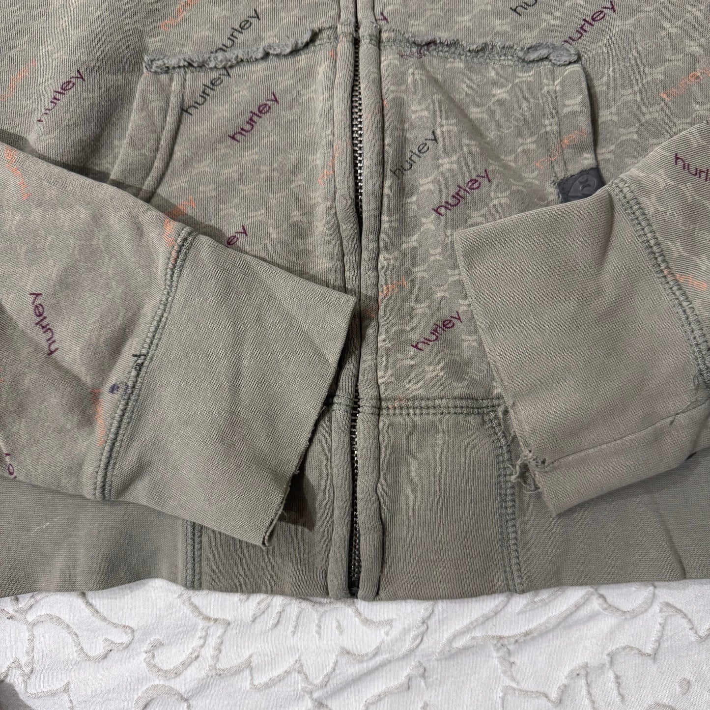 Olive Green ‘Hurley’ Y2K Zip Up Hoodie