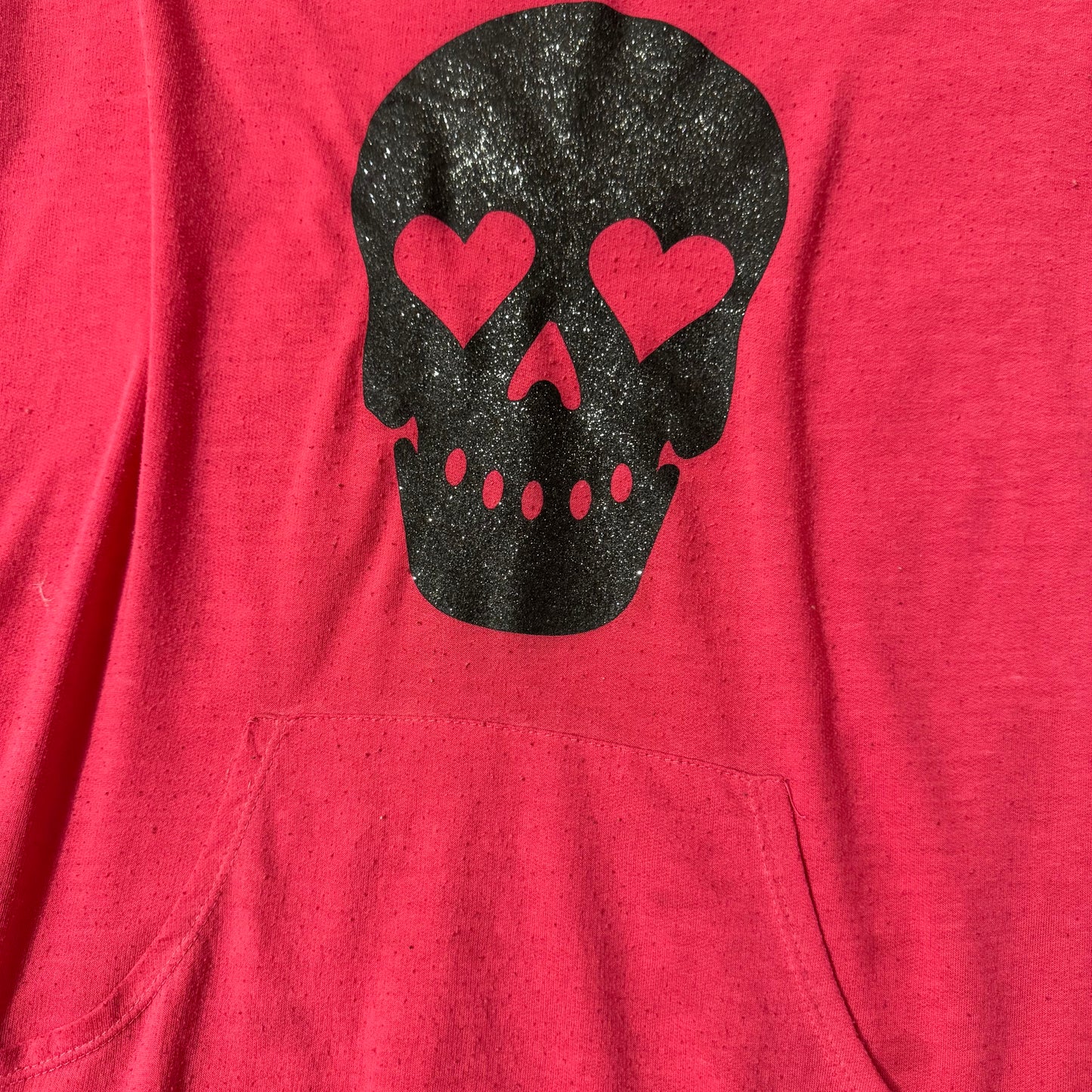 Hot Pink ‘No Boundaries’ Skull V Neck Half Sleeves Top