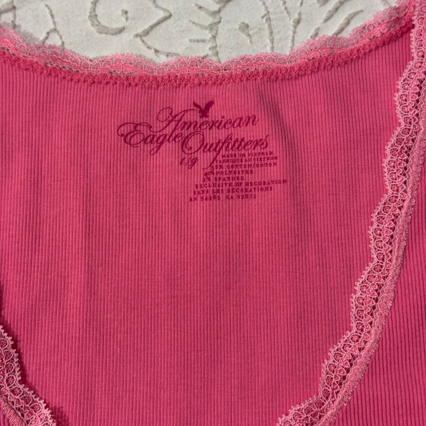 Pink ‘American Eagle Outfitters’ Lace Trimmed Tank Top