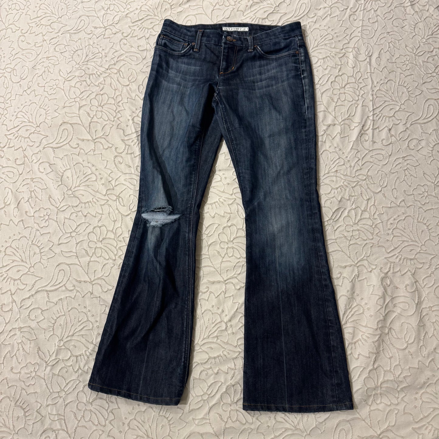 Dark Denim Blue ‘Joes’ Bootcut Ripped Jeans