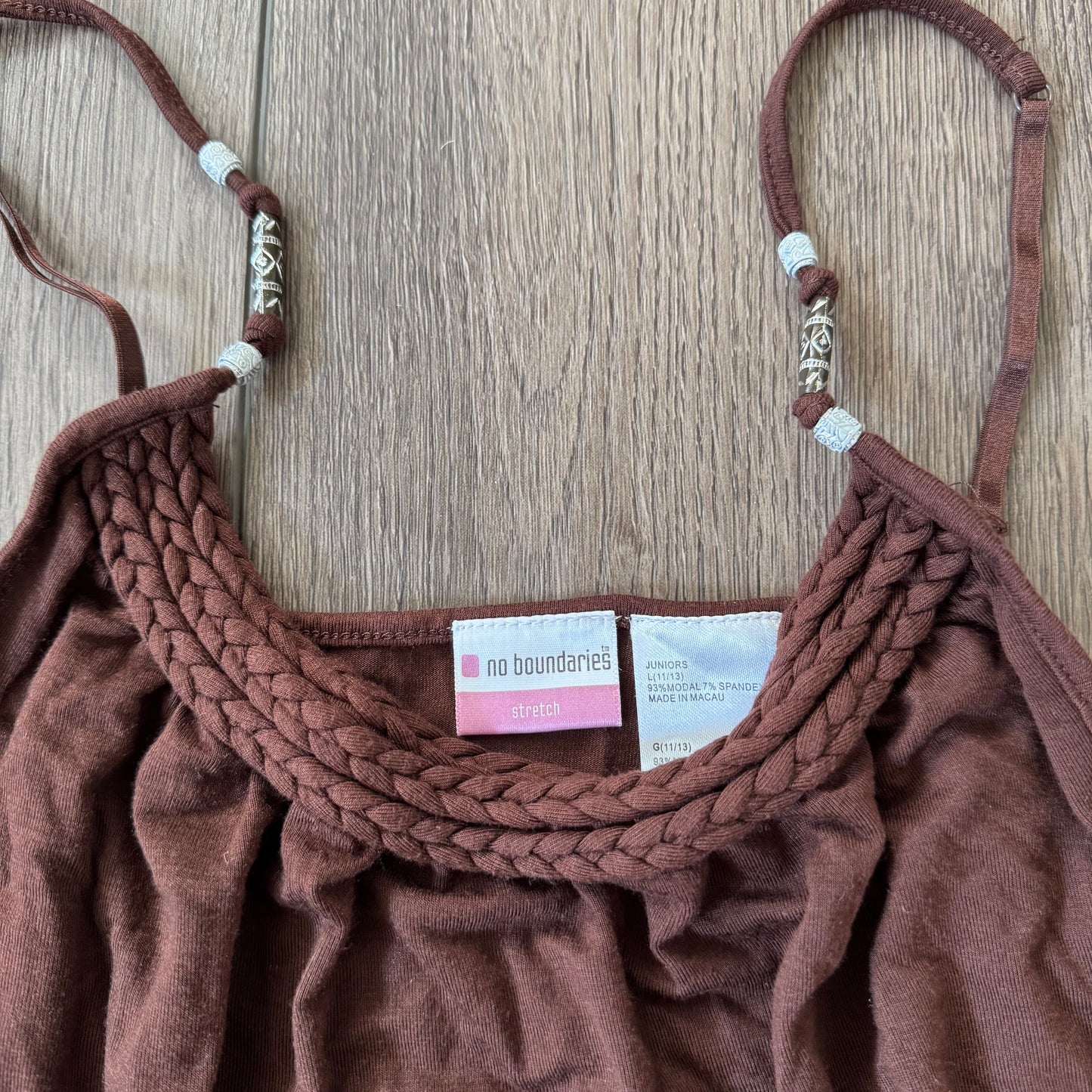 Brown ‘No Boundaries’ Y2K Beaded Boho Top