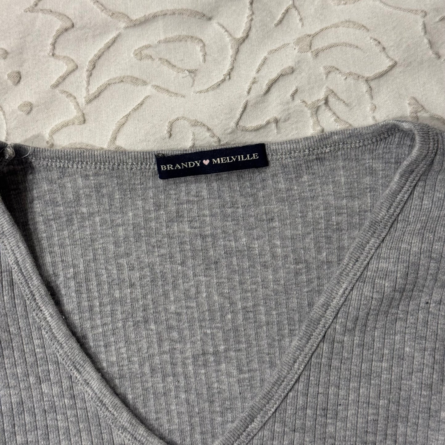 Grey ‘Brandy Melville’ Ribbed Long Sleeve Top