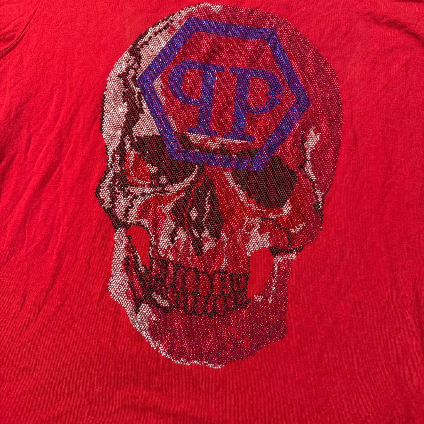 Red ‘Philipp Plein’ Rhinestone Men’s Shirt