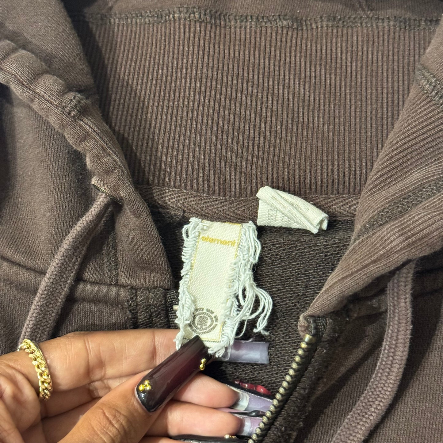 Dark Brown ‘Element’ Y2K Grungy Skater Zip Up Jacket