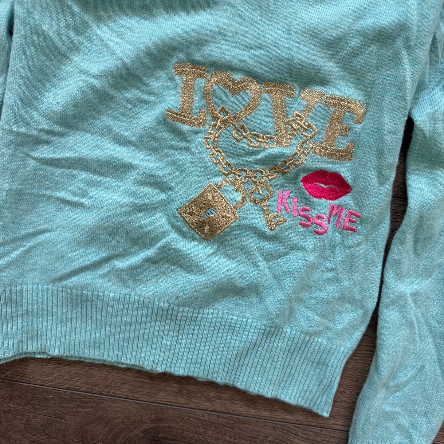 rare teal blue euro italian designer y2k cashmere v neck sweater