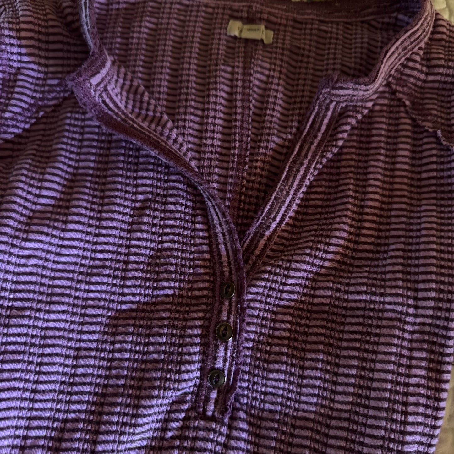purple stripped long sleeve henley shirt (M)