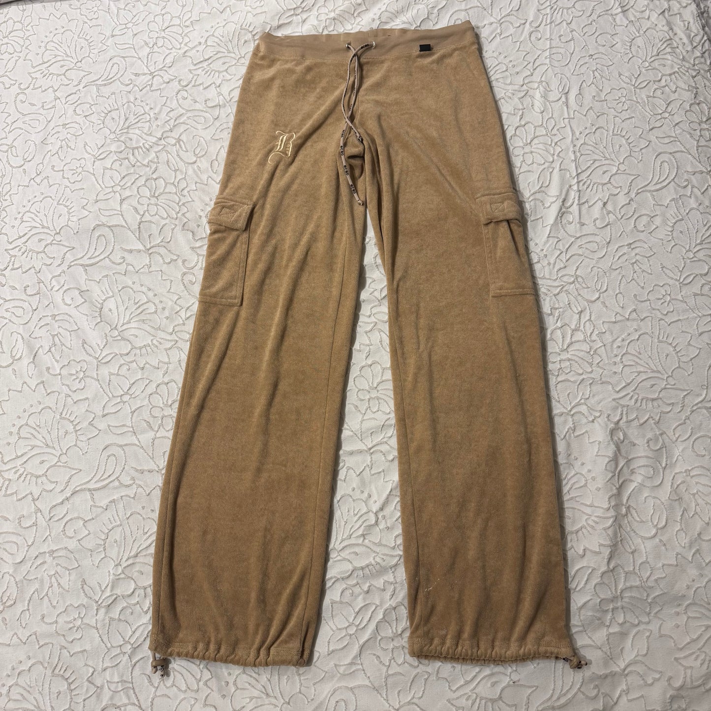 Light Brown ‘BCBGMAXAZRIA’ Y2K Embroidered Flared Sweatpants