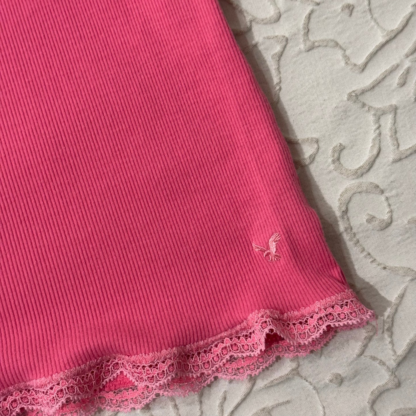 Pink ‘American Eagle Outfitters’ Lace Trimmed Tank Top