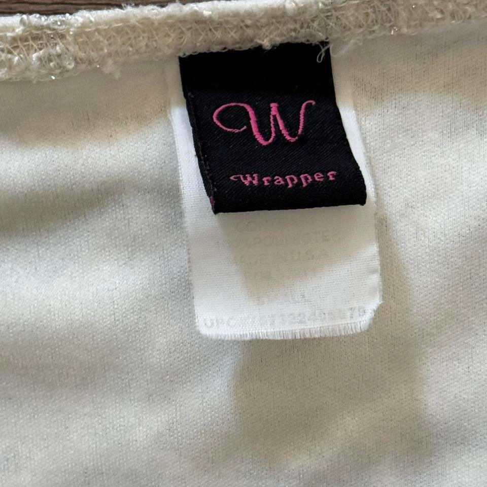 White ‘Wrapper’ Y2K Lace 3/4 Sleeves V Neck Blouse