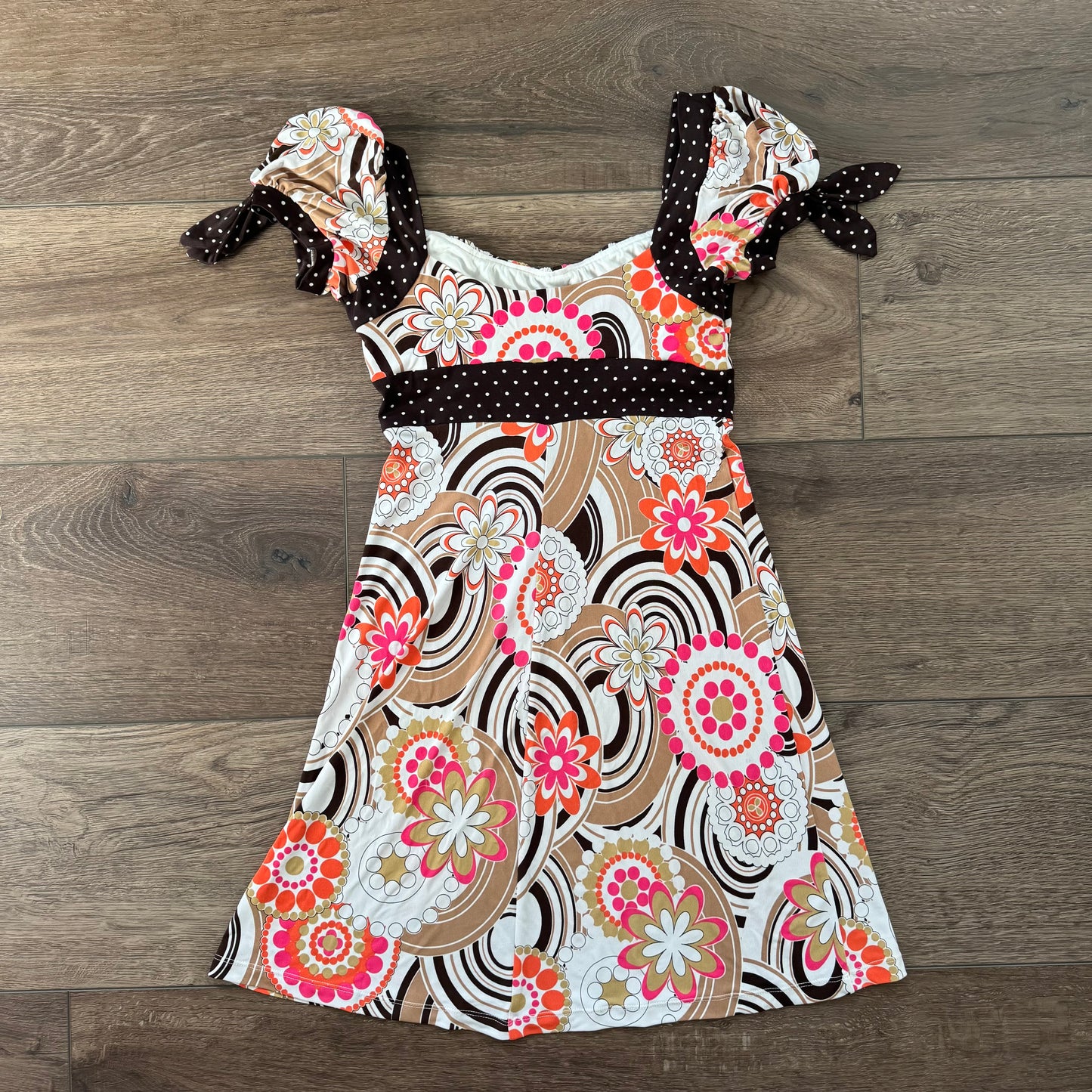 multicolored y2k heart soul floral polka dot dress (S)