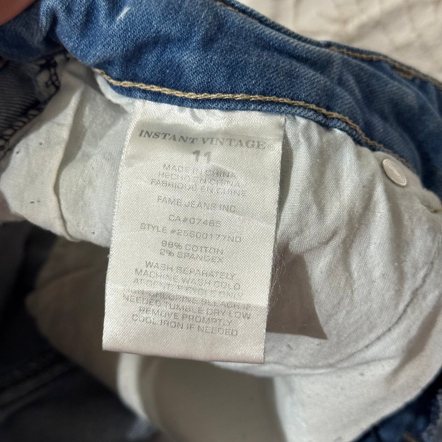 Light Denim ‘Instant Vintage’ Embroidered Low Rise Shorty Shorts
